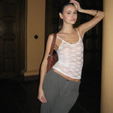 White Lace Sheer Tank Top-Outfit