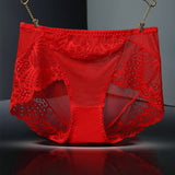 Fongt Sexy Transparent Lace Breathable Comfortable Mid-Rise Cotton Crotch Hips Fiery Pants Lady