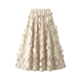 Fongt Industry Three-Dimensional Wave Point Black Mesh Half-Body Dress 2025 New Design Sense Hepburn Style Long Umbrella Skirt 0931
