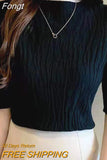 Summer Korean Fashion Solid Sweater Women Short Sleeve Tops 2023 Pull Femme Casual Slim Female Pullover Knitted