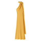 Fongt Explosive Women's Temperament Lightly Exposed Back Ribbon Hanging Neck Dress