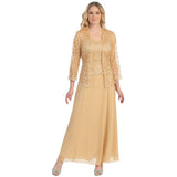 Wish Fashion Two-Piece Lace Cardigan Chiffon Dress Large Size Suit-Outfit