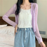 Fongt Knitted Cardigan Women's Summer Thin Air Conditioning Shirt Korean Version Of The Design Sense Of The Small Short Coat Top
