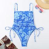2025 New Swimsuit Print Holiday Style Drawstring Skinny Sexy Bikini