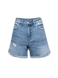 Direct Selling Female Summer Hand-Worn Frill Light Blue Loose Casual Denim Shorts Hot-Outfit