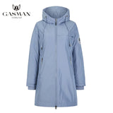 Fashion brand blue warm autumn women's jacket Long hooded jacket for women coat solid cotton Female windproof down