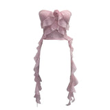 Real Shooting Lotus Leaf Side Flowers Sleeveless Chest Pads With Chest Vest Pure Desire Style Short-Term Wear
