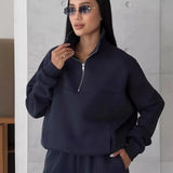 Fongt New Casual Fashion Splicing Thick Long-Sleeved Trousers Set