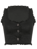 Frill Trim Button Down Corset Top-Outfit