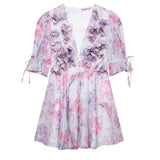 Fongt Women's Explosive Three-Dimensional Petals Decorated With Waist Princess Dress