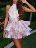 Fongt 2025 New Women's Fashion Dress Sexy Bare Back Hanging Neck Repair Dress