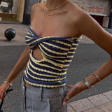 Fongt Explosion Women's Vacation Sexy Striped Sweater Knitted