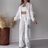 Fongt Summer New Fashion Sleek Print Zipper Leisure Jacket Two Sets