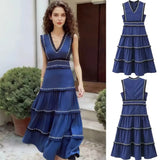 Fongt Women's ZA Summer New Bumpy Cascade Dress