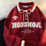 cute anime print sweatshirt loose casual college style