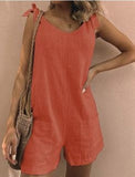 Solid Color High Waist Cotton Linen Pocket Fashion