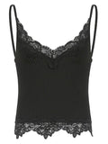 Lace Paneled Rib Crop Cami Top-Outfit