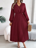 Shooting 2025 Spring And Summer Elegant Temperament V-Neck Lace Waist 100-Folded Dress Women's