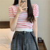 Girl Chic Sleeve Short Sleeve T-Shirt Women's Summer Design Chic Sensing Slim Short