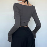 Split Horn Sleeve Pull-Rope Blouse Two-Piece Set Of New Spicy Girls In Spring And Summer 2024 Slim And Slim