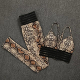 Sexy Gym Tracksuit Women Leopard Printed Skinny Fitness Two Piece Set Outfits Running Training Workout