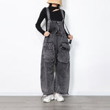 Fongt Waist Strap Jeans Fall 2024 New Loose Version Large Pocket Design Personality Wide Leg Pants Woman-Outfit