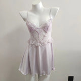 Fongt 2025 High-End Sexy Pure Lusty Pyjamas French Design With Chest Cushion Ice Silk Sexy Sling Pajamas