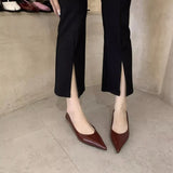 Fongt Women Naked Small Heels Fine Heel Sharp French Gentle Dress Low Heds And Light Mouth Four Seasons Single Shoes
