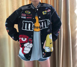 Bomber Jacket Women/Girl Stand Collar Letter Print Single-Breasted Long Sleeve Korean Version Casual Slim Thin