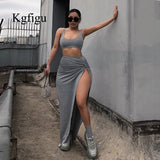 2021 Summer Vacation 2 Piece Sets Women Sleeveless Cotton Soft Tank Tops Birthday Party Dress Club Skirt Suit Two