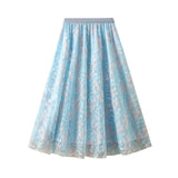 Fongt Embroidered Embroidered Waist-Up Double-Layer Mesh Dress Mid-Summer New Temperament Skirt Half-Dress Dress 1928