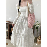 Aesthetic Floral Ruffled Maxi Skirt-Outfit