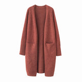 Autumn And Winter New Women's Sweater Long Coat Temperament Pure Color Outside The Shawl Sweater-Outfit