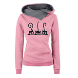 Women Autumn Winter Fashion Cat Prined Long Sleeve Oversized Pullovers Sweatshirt Vintage Warm Hooded Tops Ropa