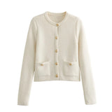 Fongt 2025 New Women's Button Knitted Jacket Little Scented Women's Sweater E3336