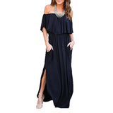 Fongt Spring And Summer EBAY Explosion Lotus Leaf Side Shoulder Long Bag Long Dress