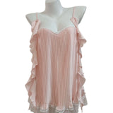 Fongt Pajamas Women's Summer Chiffon Thin High-End Pajamas Pure Desire With Chest Cushions All-In-One Beautiful Sling Skirt