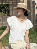 New French Design Feel Women's European Food Korean Women's Small Blouse Lace Three-Dimensional Embroidery