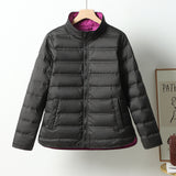 Winter Short Down Jacket Female Thin Seamless Pressure Glue Standing Collar Large Size Casual Color White Duck Down Coat Versatile Tide-Outfit