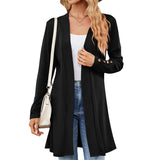 Autumn And Winter New Solid Color Collar Button Long Sleeve Cardigan Loose Knit Coat Female-Outfit