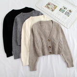 Style Knitted Cardigans Sweater Women Autumn Loose V-neck Long Sleeve Solid Tops Casual Coat 2020