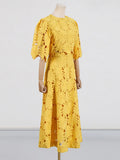 Fongt And Leisure Set Women's New Summer 2025 Vacation Wind Collar Embroidered Flower Slence Design Dress