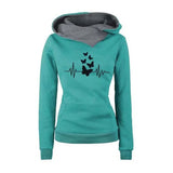 Hoodie Sweatshirts Winter Fashion Butterfly Embroidery Long Sleeve Plus Size Ladies Pullovers Warm Pocket Hooded