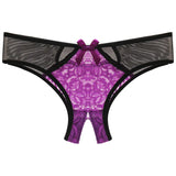 Fongt Lace Opening Hollow Pants To Seduce Low-Rise Trousers Transparent Color Mesh T-Pants