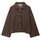 Fongt Women's Clothing Explosion Collar Button Loose Coat