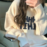 Fongt Waxy Sweater Female Apricot Autumn Winter New Gentle Wind Advanced Sense Set Warm Long Sleeve Sweater Jacket Tide-Outfit