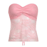 Girls Wind Lace Perspective Thin Sexy Bare-Back Chest Type Wearing A Small Breast Vest 2023 Summer New Style-Outfit
