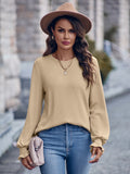 Fongt Hot Selling New Women's Wear 2024 Round Collar Solid Color Casual Loose Women's Top-Outfit