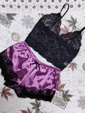 Fongt Hot Selling Lace Pajamas Two-Piece Lace Sling Perspective V-Neck Pajamas Set-Outfit