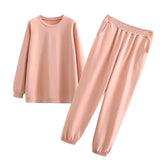 2020 Autumn Women's sets cotton suit oversized 2 pieces o neck female casual hoodies sweatshirt pants suits